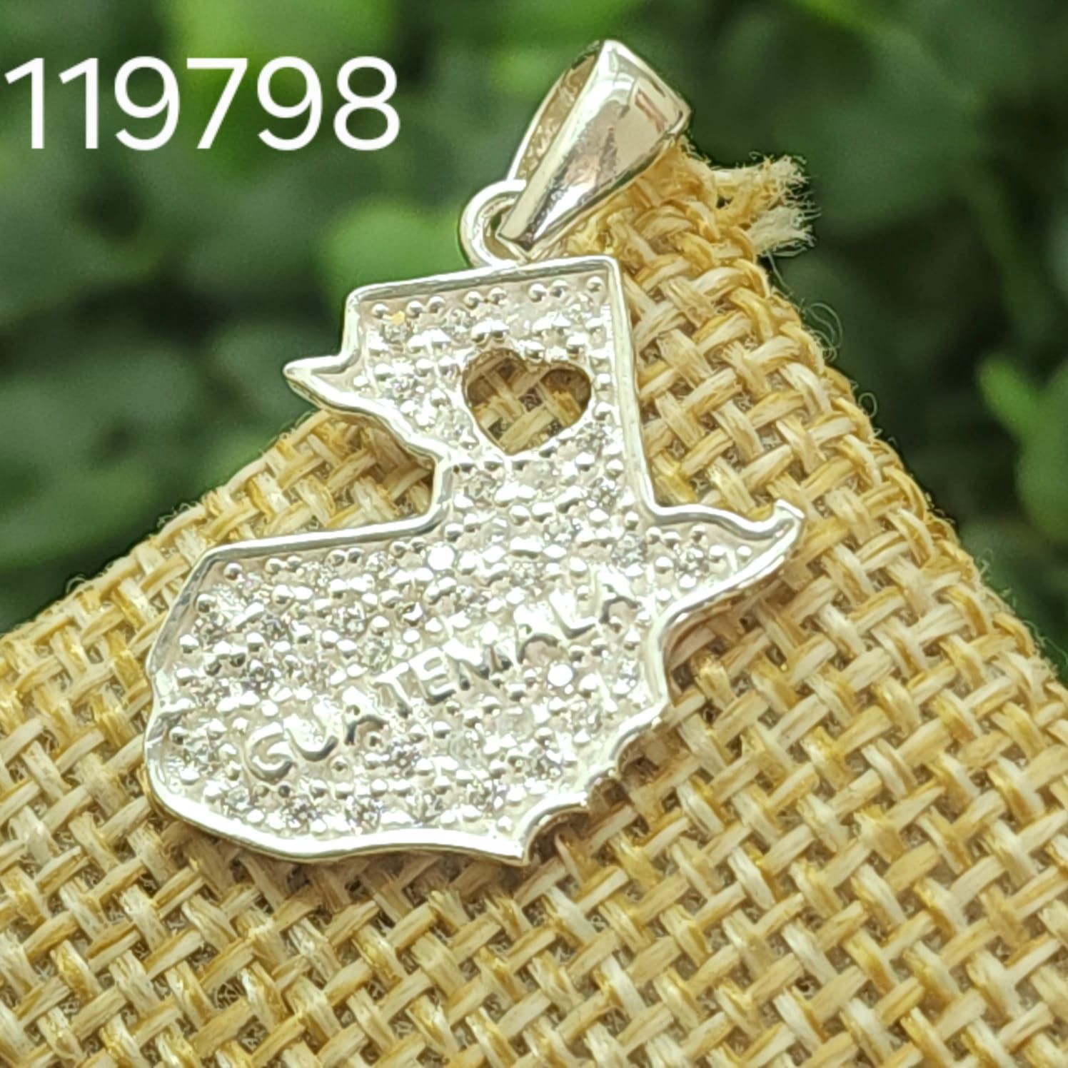 DIJE DE PLATA 925 DE GUATEMALA CON CIRCONIAS 2.5CM