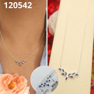 GARGANTILLA DE PLATA 925 HOJAS AZULES 40 A 45CM LARGO GARGANTILLA DE PLATA 925 HOJAS AZULES 40 A 45CM LARGO