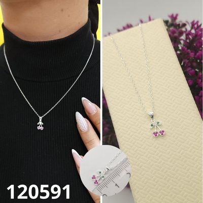 GARGANTILLA DE PLATA 925 CEREZAS 42 A 45CM LARGO