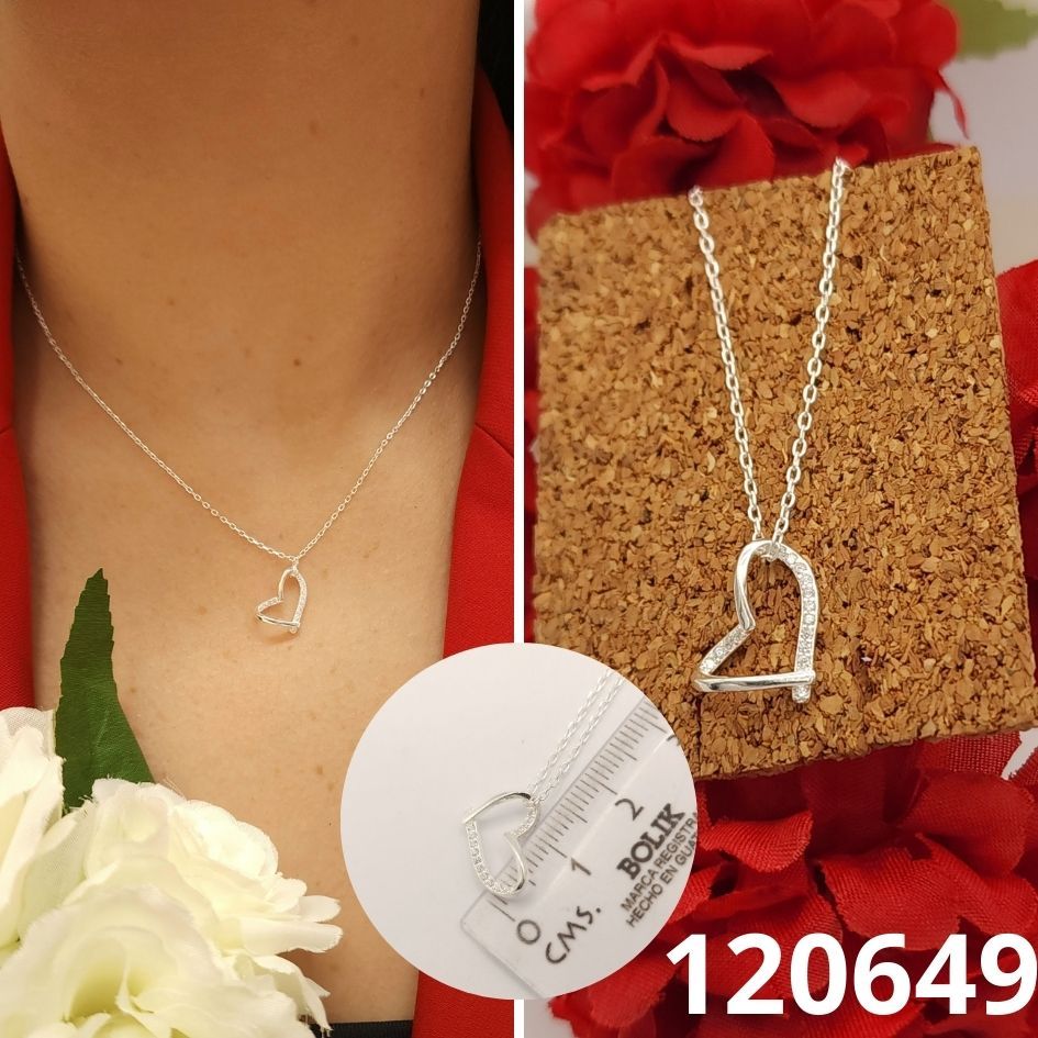 GARGANTILLA PLATA 925 CORAZON 42 A 45CM LARGO