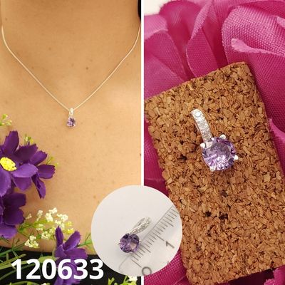 DIJE DE PLATA 925 CORAZON PUNTO DE LUZ MORADO 6MM