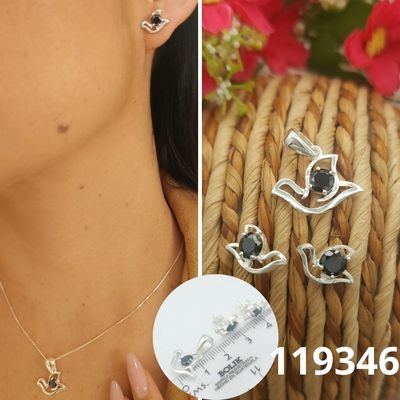 JUEGO DE PLATA 925 DIJE Y ARETES PALOMITA 1.8CM