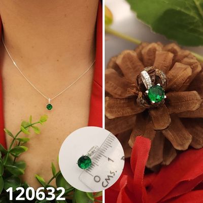 DIJE DE PLATA 925 CORAZON PUNTO DE LUZ VERDE 6MM