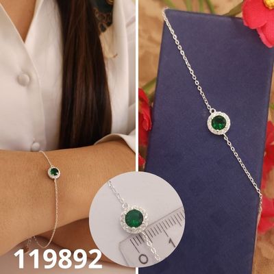 PULSERA DE PLATA 925 PIEDRA VERDE 17 A 19CM LARGO