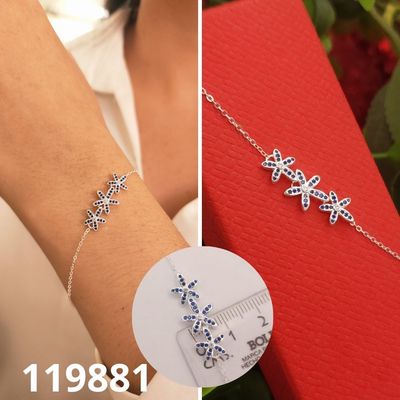 PULSERA DE PLATA 925 ESTRELLAS AZUL 17 A 19CM LARGO