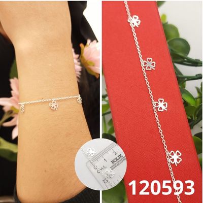 PULSERA DE PLATA 925 TREBOL 16 A 19CM LARGO