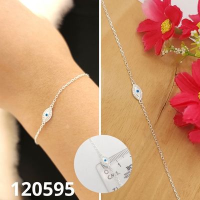 PULSERA DE PLATA 925 OJO TURCO 16 A 19CM LARGO