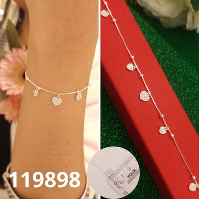 PULSERA DE PLATA 925 CORAZONES 18 A 20CM LARGO