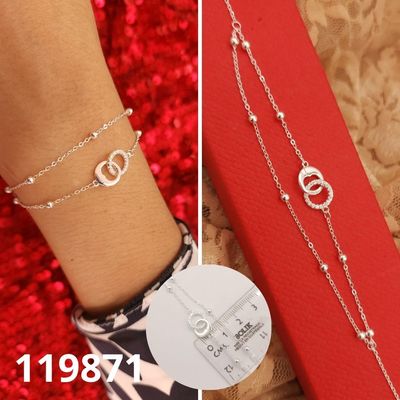 PULSERA DE PLATA 925 AROS Y BOLITAS 18 A 20 CM LARGO