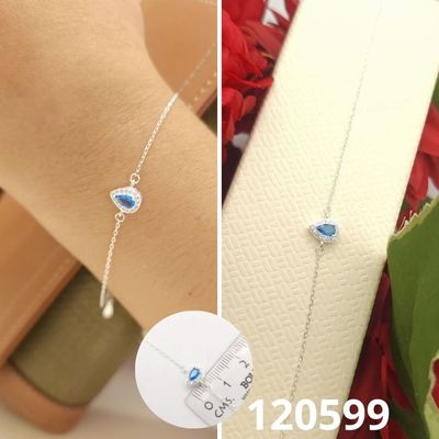 PULSERA DE PLATA 925 GOTA 17 A 20CM LARGO AZUL