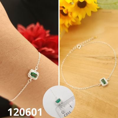 PULSERA DE PLATA 925 CUADRO 17 A 20CM LARGO VERDE
