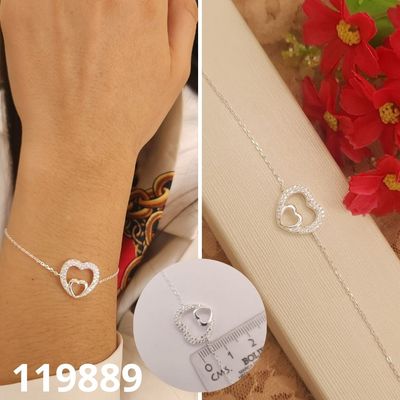 PULSERA DE PLATA 925 CORAZONES 17 A 19CM LAARGO