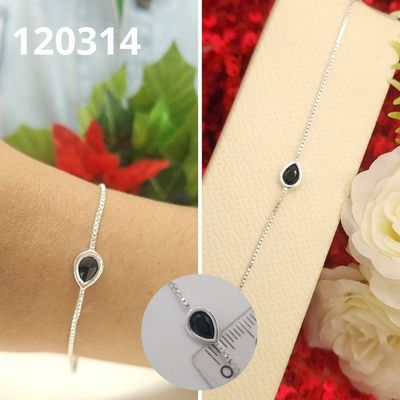 PULSERA DE PLATA 925 GOTA NEGRA 17 A 20CM LARGO