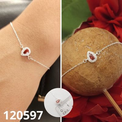 PULSERA DE PLATA 925 GOTA 17 A 20CM LARGO ROJA
