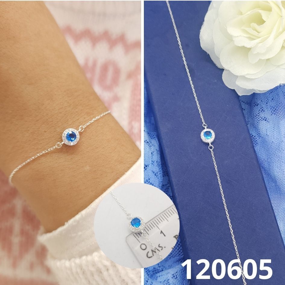 PULSERA DE PLATA 925 17 A 20CM LARGO AZUL