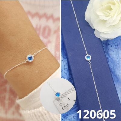PULSERA DE PLATA 925 17 A 20CM LARGO AZUL