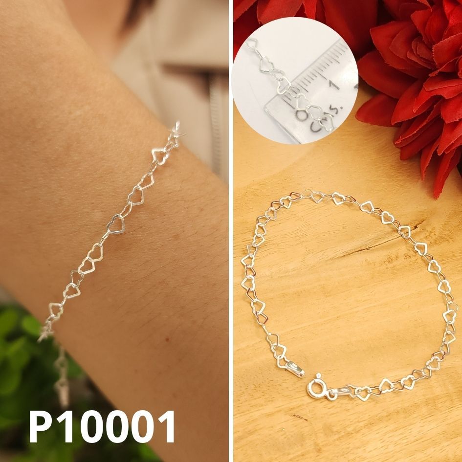 PULSERA DE PLATA 925 CORAZONES 19CM LARGO X 3.05MM ANCHO