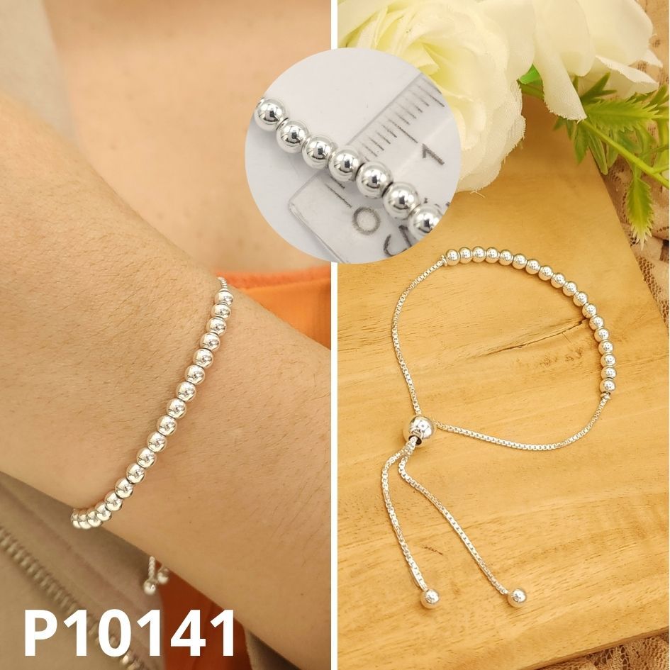 PULSERA DE PLATA 925 BOLITAS 3.8MM AJUSTABLE