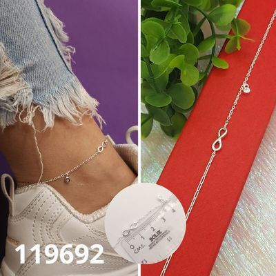 TOBILLERA DE PLATA 925 INFINITO Y PUNTOS DE LUZ 22 A 25CM LARGO