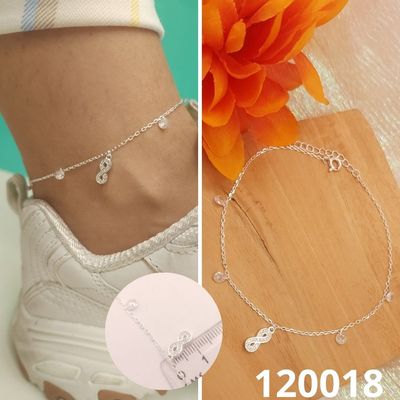 TOBILLERA DE PLATA 925 INFINITO Y PUNTOS DE LUZ 22 A 25CM LARGO