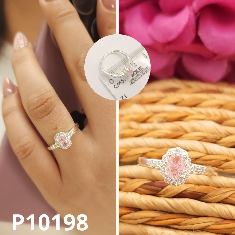 ANILLO DE PLATA 925 OVALO ROSADO