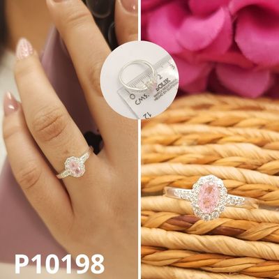 ANILLO DE PLATA 925 OVALO ROSADO