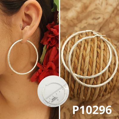 ARGOLLAS DE PLATA 925 ENTORCHADAS 5CM DIAMETRO X 2.5MM ANCHO