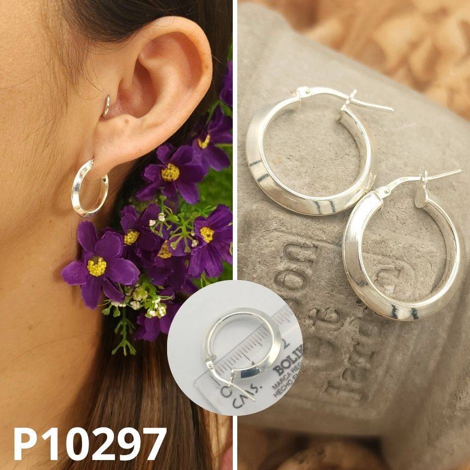 ARGOLLAS DE PLATA 925 2CM DIAMETRO X 2.5MM ANCHO