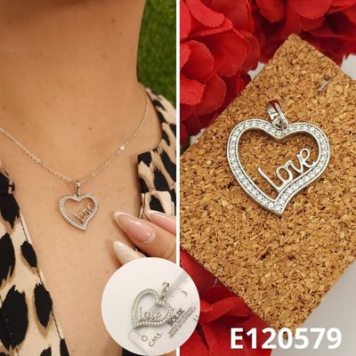 DIJE ENCHAPADO EN PLATINO CORAZON LOVE 2CM