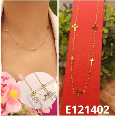 GARGANTILLA ENCHAPADA EN ORO 14K CRUCES 45+5CM LARGO