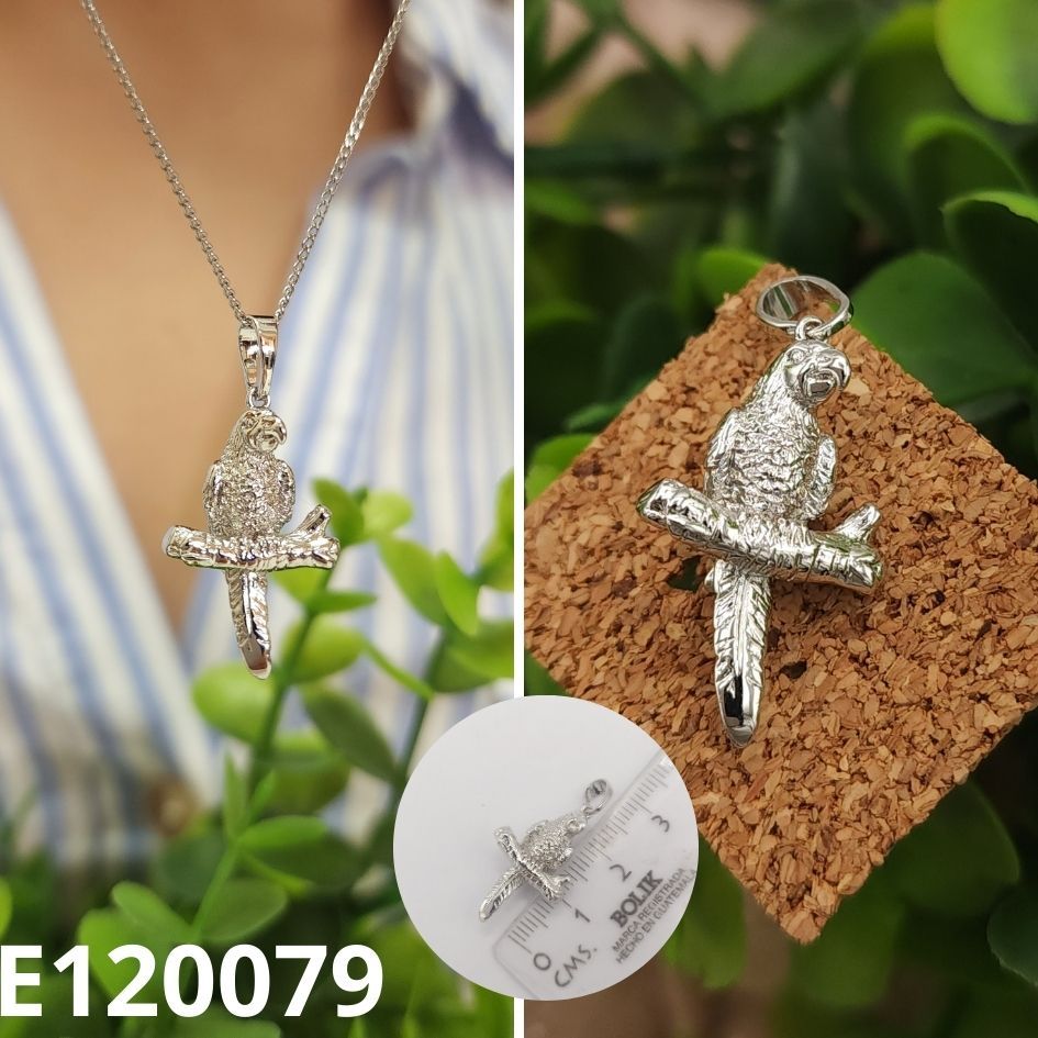 DIJE ENCHAPADO EN PLATINO LORITO 3.0CM