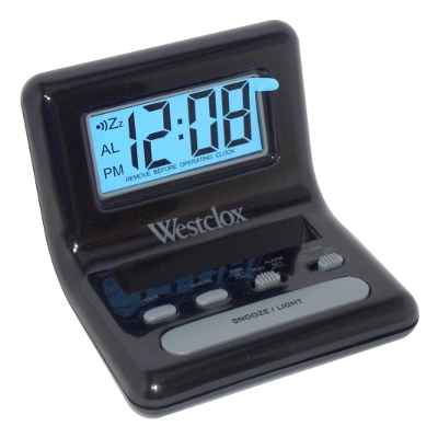 Westclox Celebrity Glo-Clox Black Compact Travel Alarm Clock 47538A