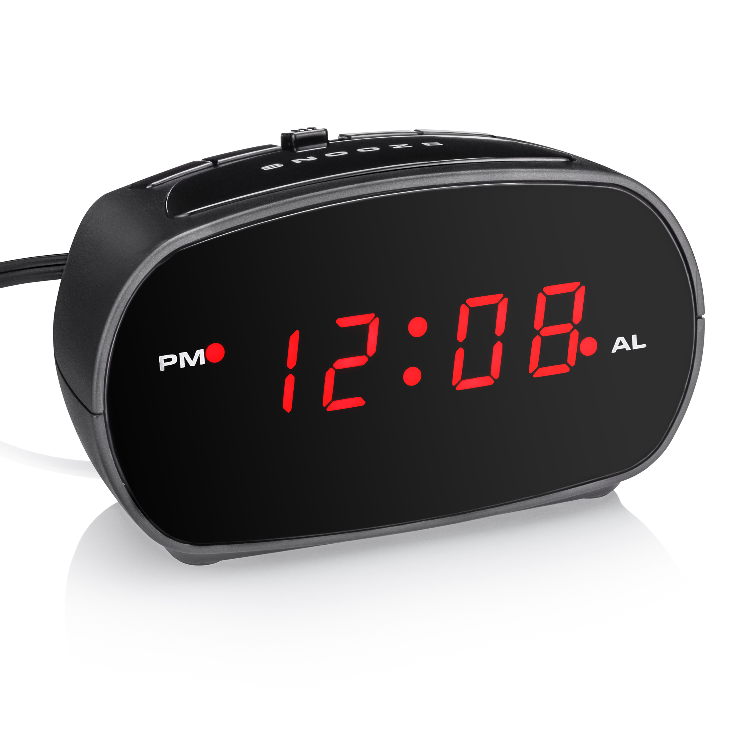 Mainstays LED Digital Alarm Clock Electric w/ Battery Backup Snooze Sleep White 