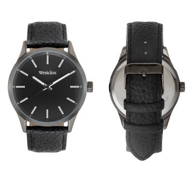 Westclox Watch with Genuine Black Leather Band and Black Dial