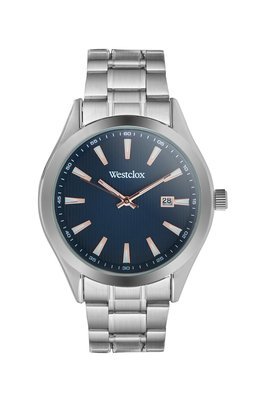 Westclox Watch with Silver Tone Metal Band, Date, and Blue Dial