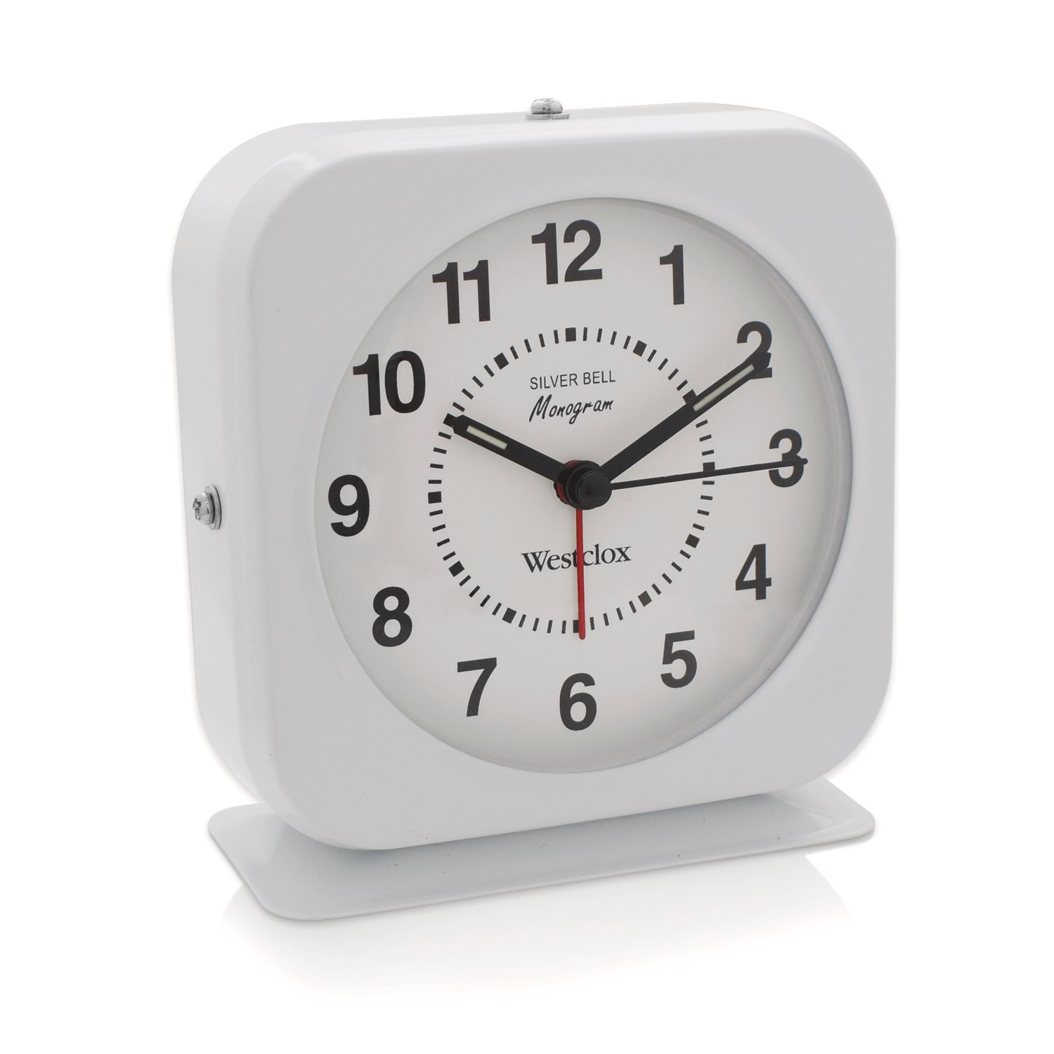 Westclox Square White Metal Quartz Analog Alarm Clock