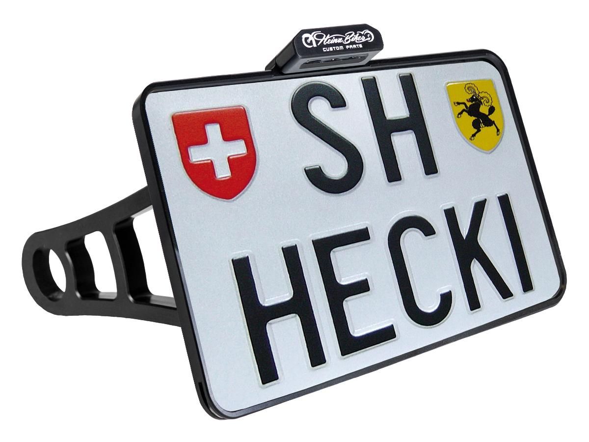 HeinzBikes  Side Mount License Plate Kit Swiss specification 180x140mm Chrome