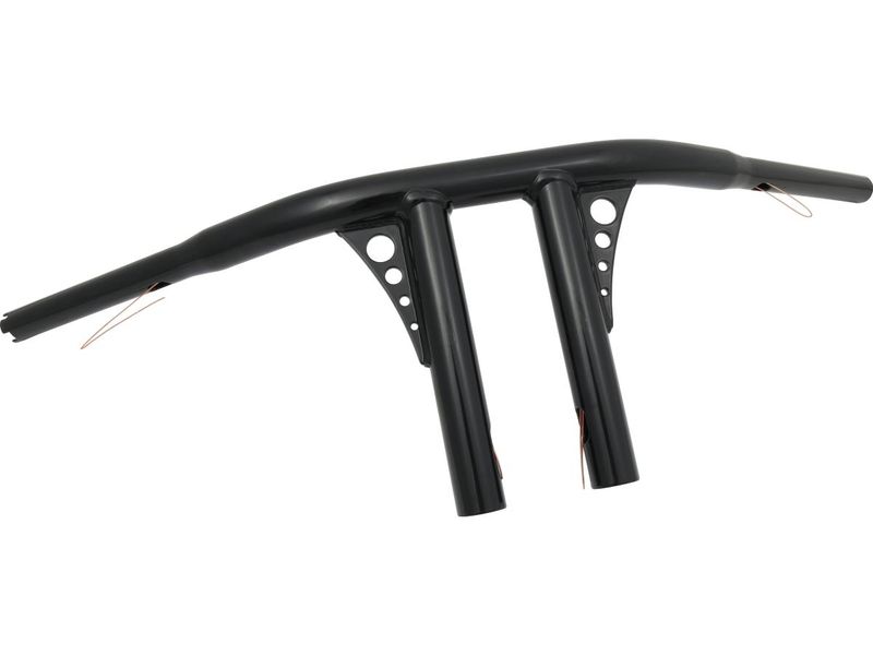 Santee  8 Straight-Up T-Bar Handlebar Non-Dimpled 4-Hole Black Powder Coated 1 1/4&quot; Throttle By Wire Throttle Cables