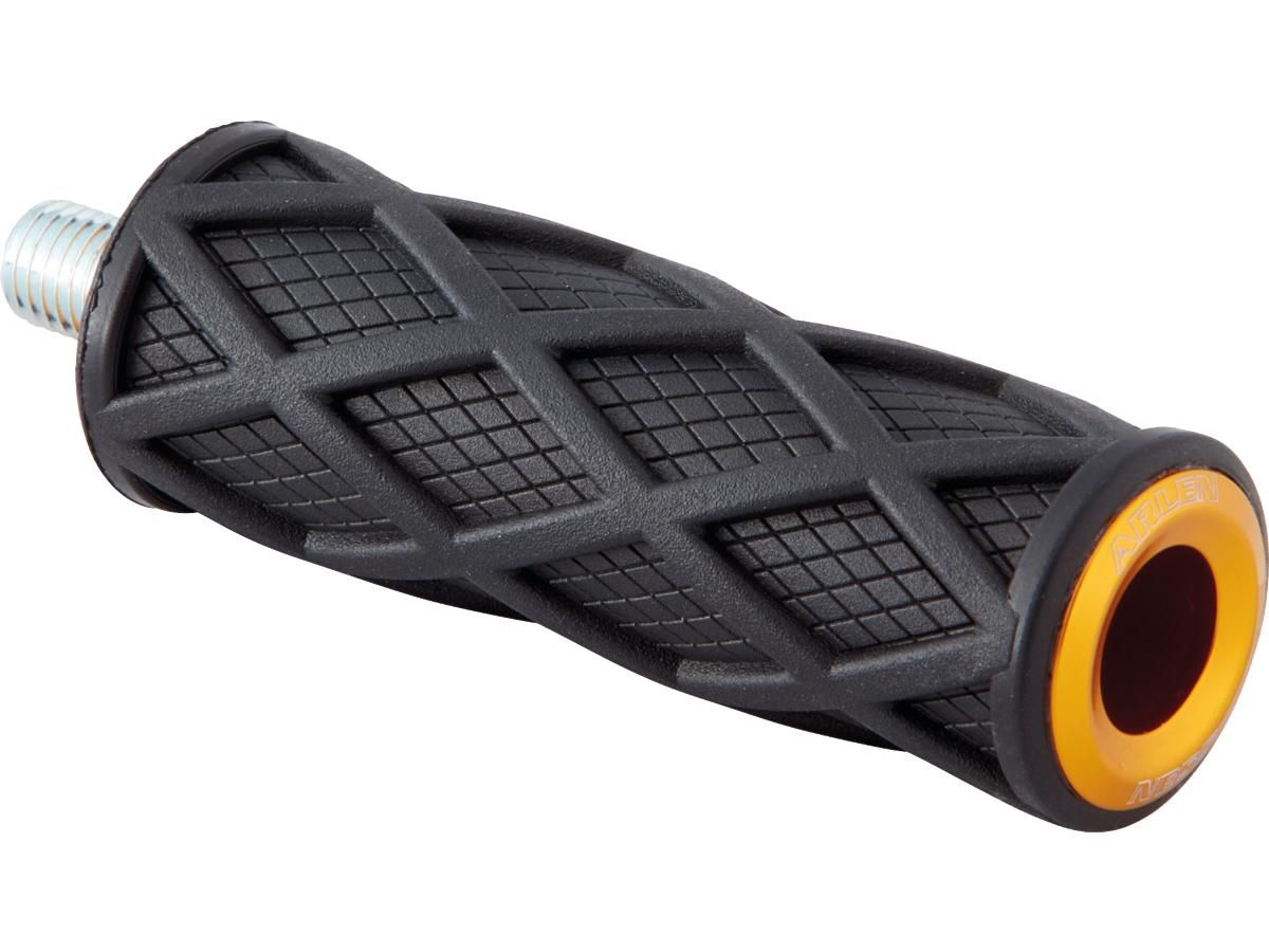 Arlen Ness  Diamond Shift Peg Black Rubber Peg, Gold End Cap
