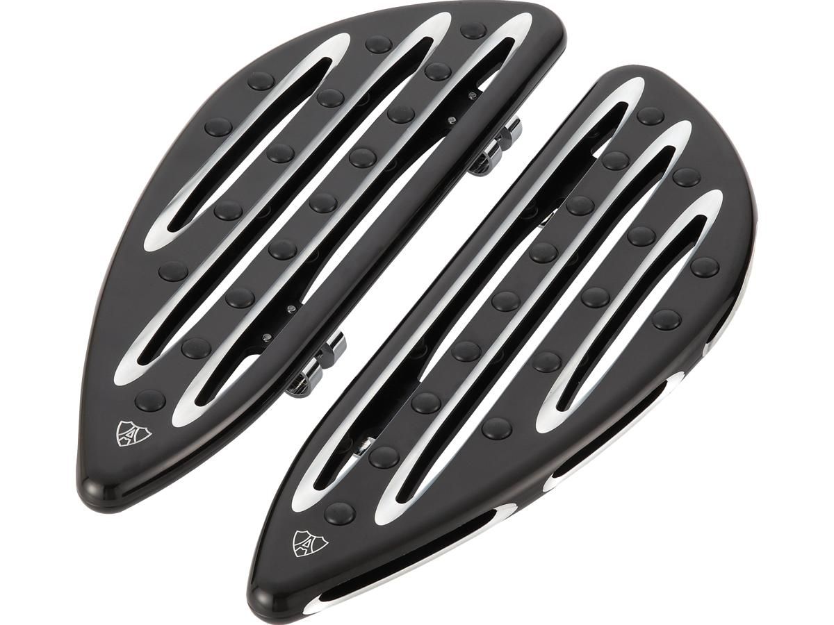 Arlen Ness  Deep Cut Driver Floorboards Black Cut Anodized