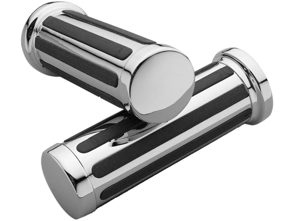 Ribbed Grips Chrome 1&quot; Throttle Cables
