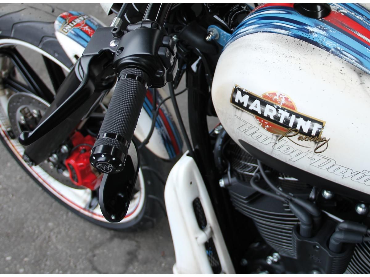 Logo Grips Black Powder Coated 1&quot; Throttle By Wire