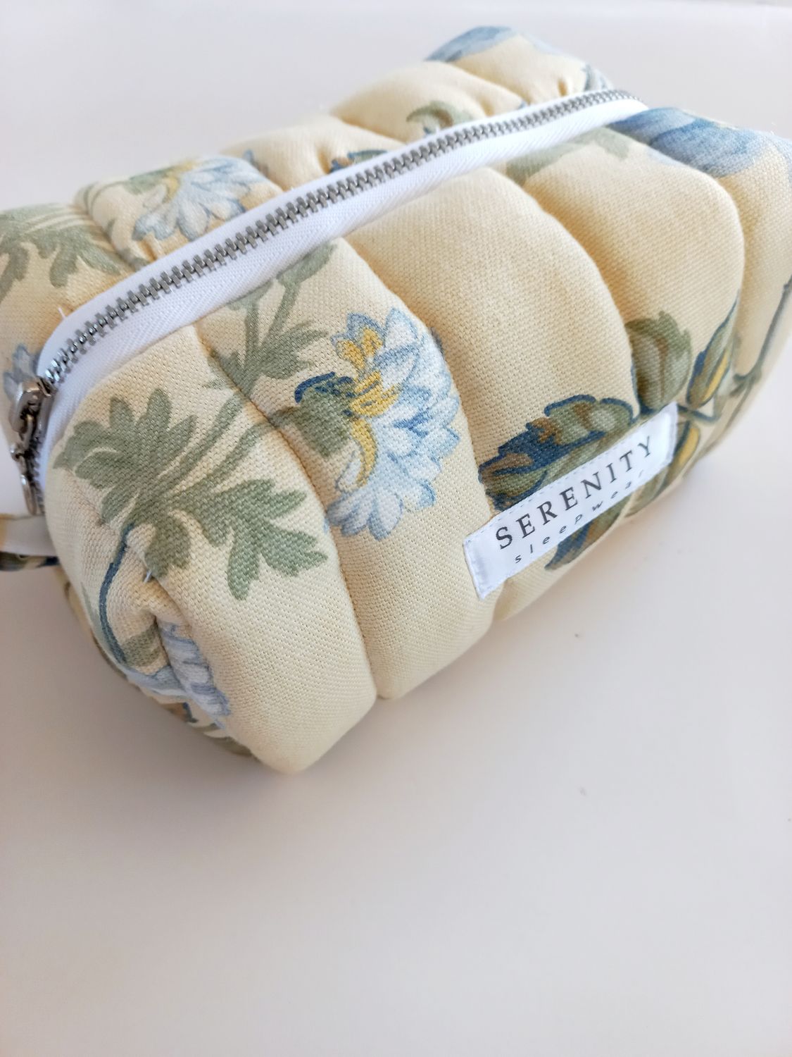 Cosmetic bag - yellow and blue print
