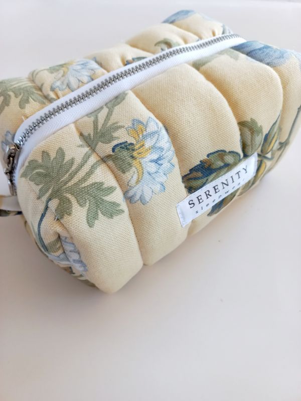 Cosmetic bag - yellow and blue print