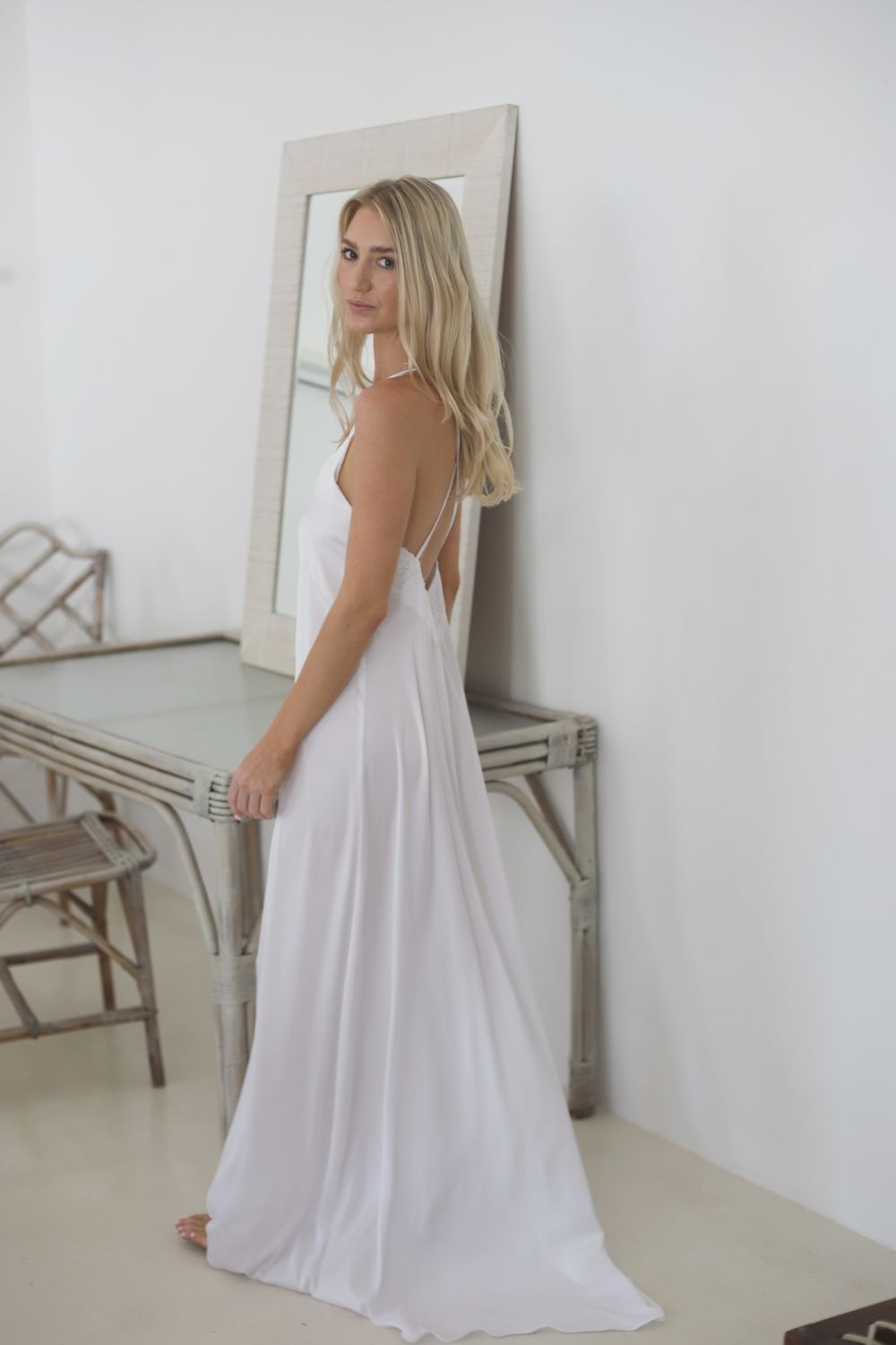 Georgina long satin night slip