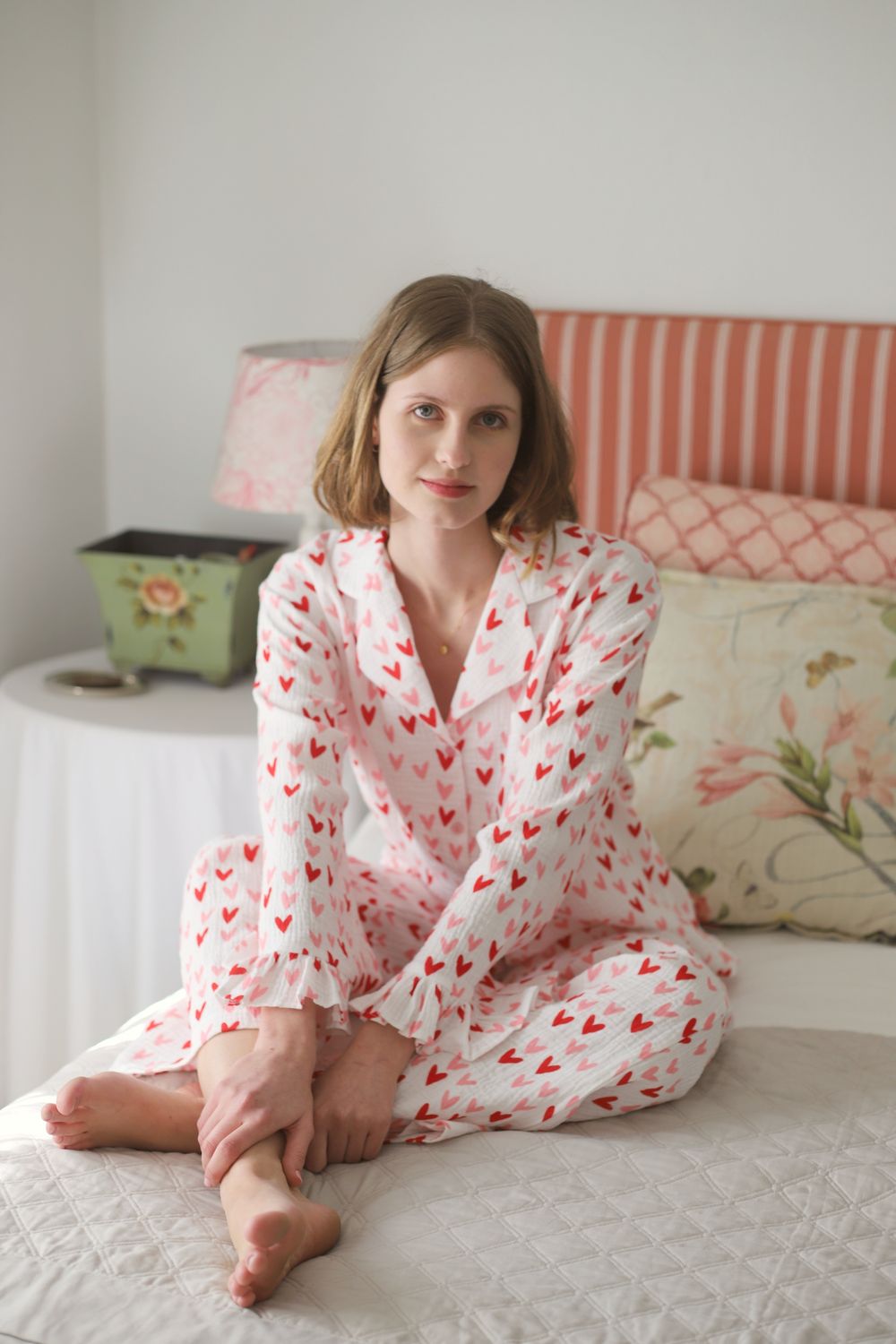 Hearts Cotton muslin  pants set