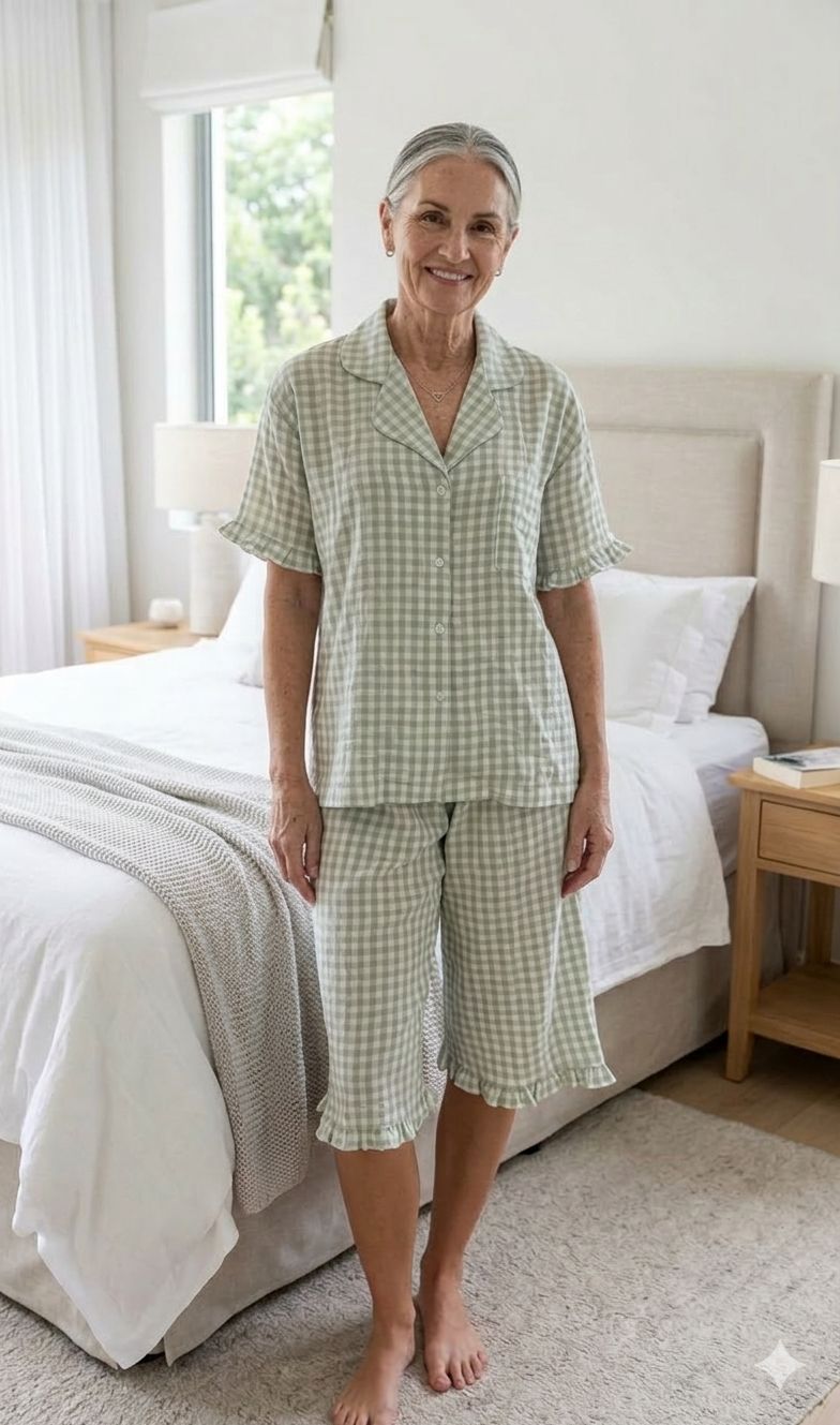 Checked cotton muslin Louisa  shorts set