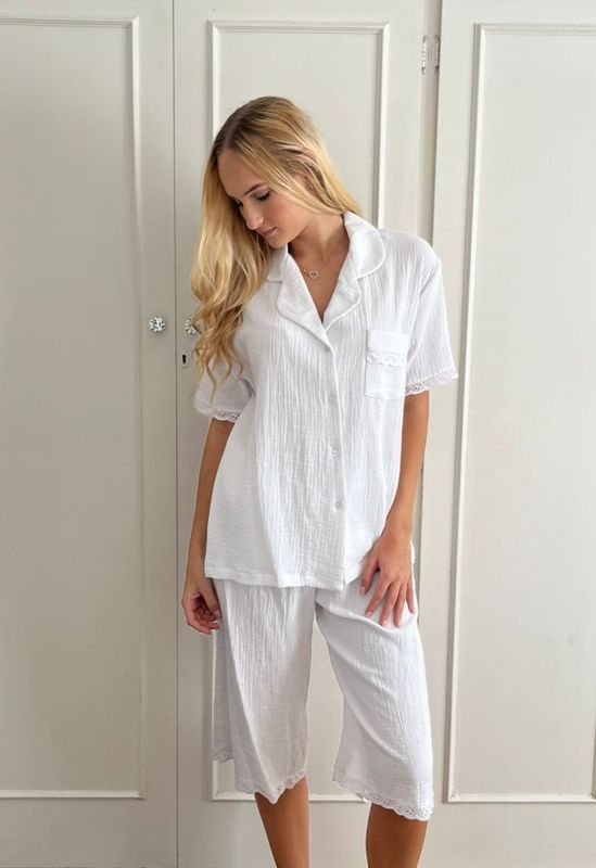 Cotton muslin 3/4 pants  set