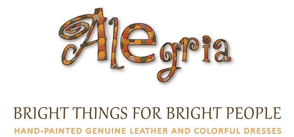 Bright things for bright people. Hand-painted genuine leather bags and wallets. Colorful dresses and ideas for a unique Alegría style.