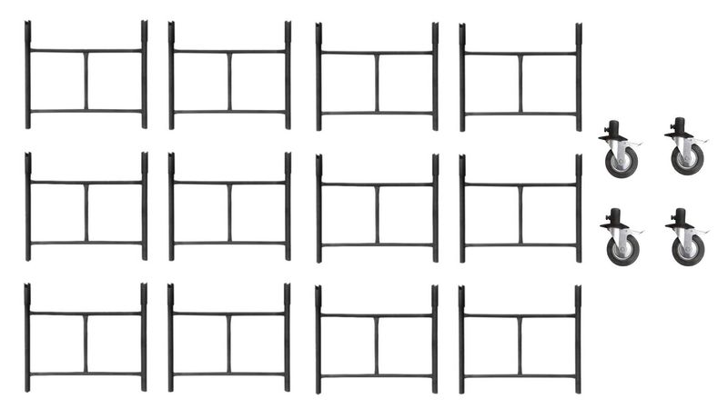 Rusztowanie warszawskie - 12 sztuk rama POŁÓWKA + 4 sztuki koła 125 mm